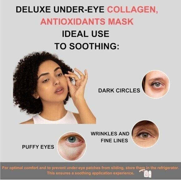 Under Eye Mask (60 PCS)Fucus Antioxidant Patches pads Hyaluronic Acid Collagen - Picture 2 of 7